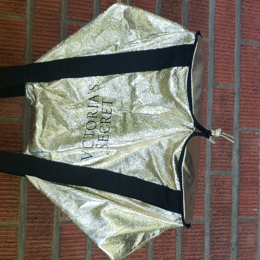 Victoria's Secret Limited Edition Gold Foil Packable Travel Tote Bag